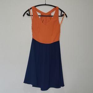 Orange and navy halter sleeveless dress
